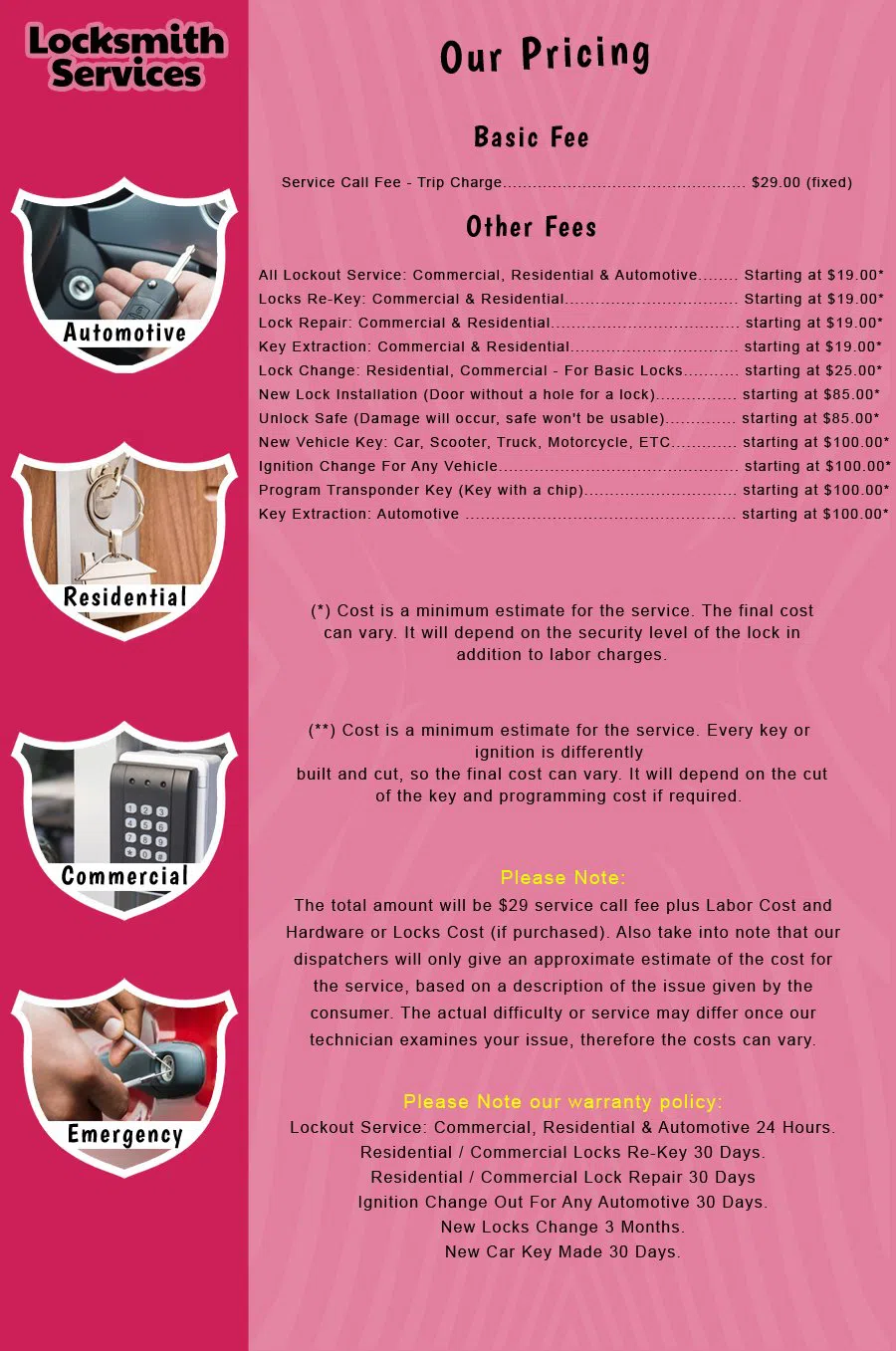 Kendall Park NJ Locksmith Store Kendall Park, NJ 732-792-4310 - price-list-c-18